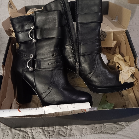 HARLEY DAVIDSON LEATHER BOOTS! WORE ONCE! SIZE 8. BEAUTIFUL! VINTAGE! - Picture 5 of 5